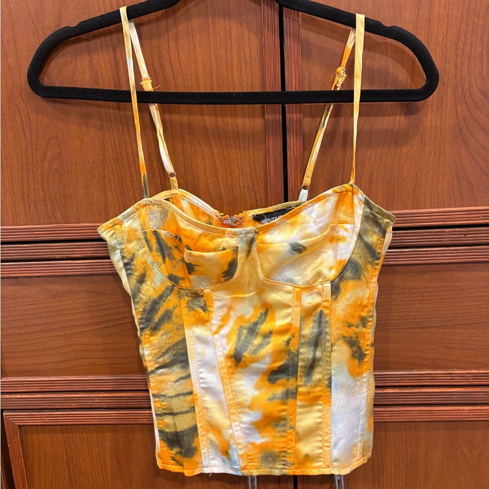 PrettyLittleThing Yellow and Black Camisole Top